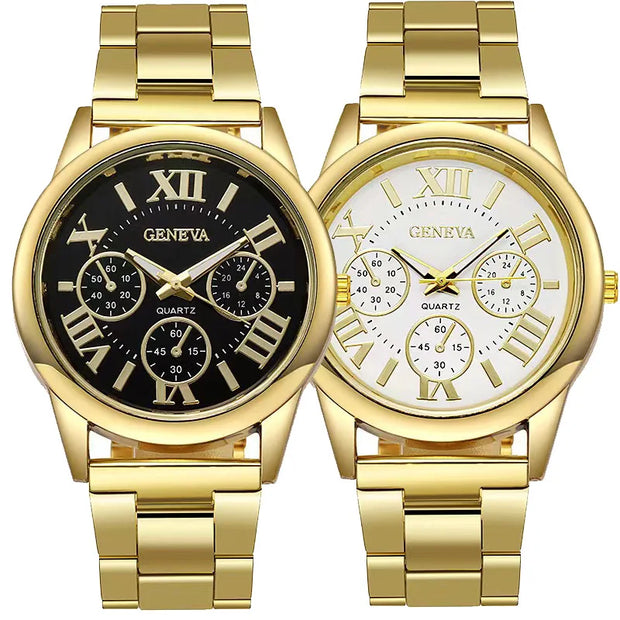 Classic Casual Quartz Watch Men Stainless Steel Dress Wristwatch 3 Eyes Gold Quartz Wristwatches Ladies Clock Часы Женские