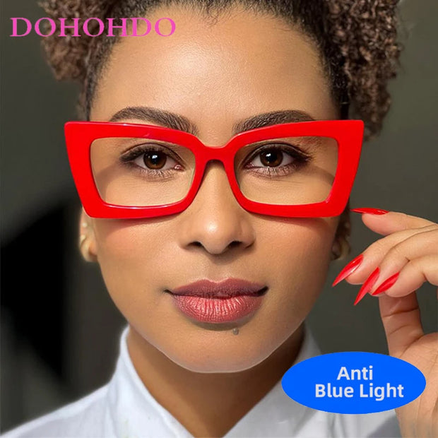 Fashion Big Frame Cat Eye Optical Eyeglasses Men Women Trend Brand Designer Reading Computer Anti Blue Light Eyeglasses Unisex