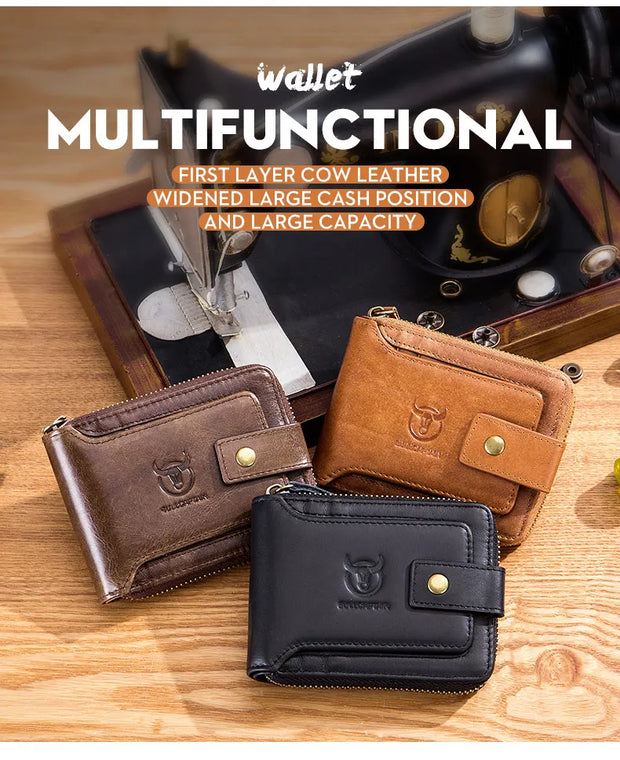 BULLCAPTAIN Brand Men's Wallet Genuine Leather Purse Male Rfid Wallet Multifunction Storage Bag Coin Purse Wallet's Card Bags