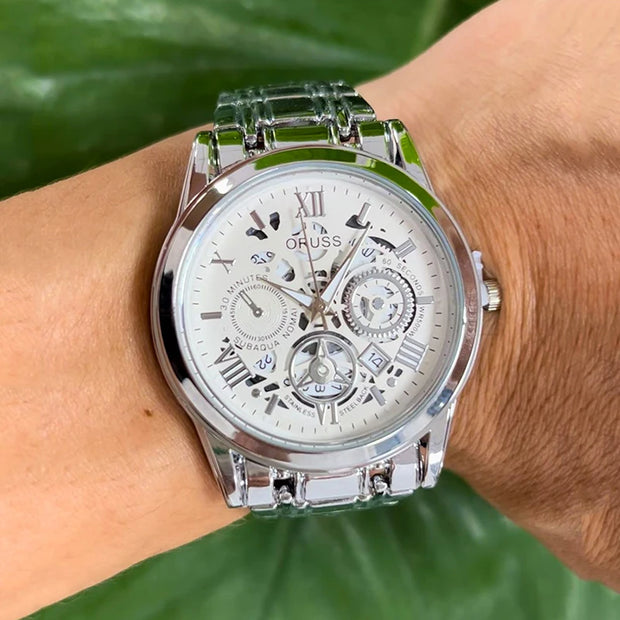 ORUSS New Style Fashion Brand Men's Quartz Watch Luxury Roman Dial Luminous Waterproof Sports Automatic Date Business Man Watch