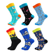 6 Pairs Fashion Casual Women and Men Socks Art Van Gogh Stripe Harajuku Fruit Animal Sloth Beer Funny Socks Dress Cotton Socks