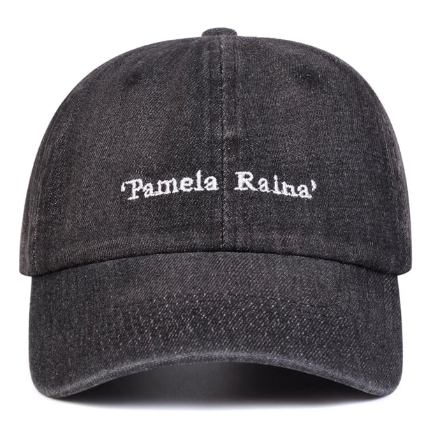 Unisex Pamela Raina Letter Embroidery Wash Baseball Caps Adjustable Casual Hats Spring and Autumn Outdoor Sunscreen Hat