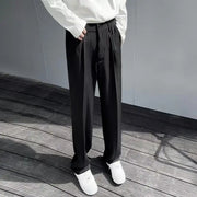 Men's Clothing Summer Casual Business Pure White Loose Fit Lightweight Draped Ice Silk Straight Wide Leg Dress Pants