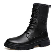 British Style Male Walking Footwear Luxury Brand Outdoor Boots High Quality Man Ankle Boots Warm Plush Fur Winter Shoes High Top