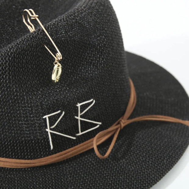 Fashionable Metal Letter Straw Hats for Women Men Summer Outdoor Holidays Beach Sun Hat Panama Hat