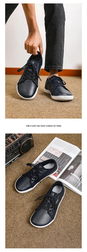 Men's Wide-toe Barefoot Shoes Lightweight Soft-soled Casual Walking Minimalist Breathable Artificial Leather Low-top Sneakers