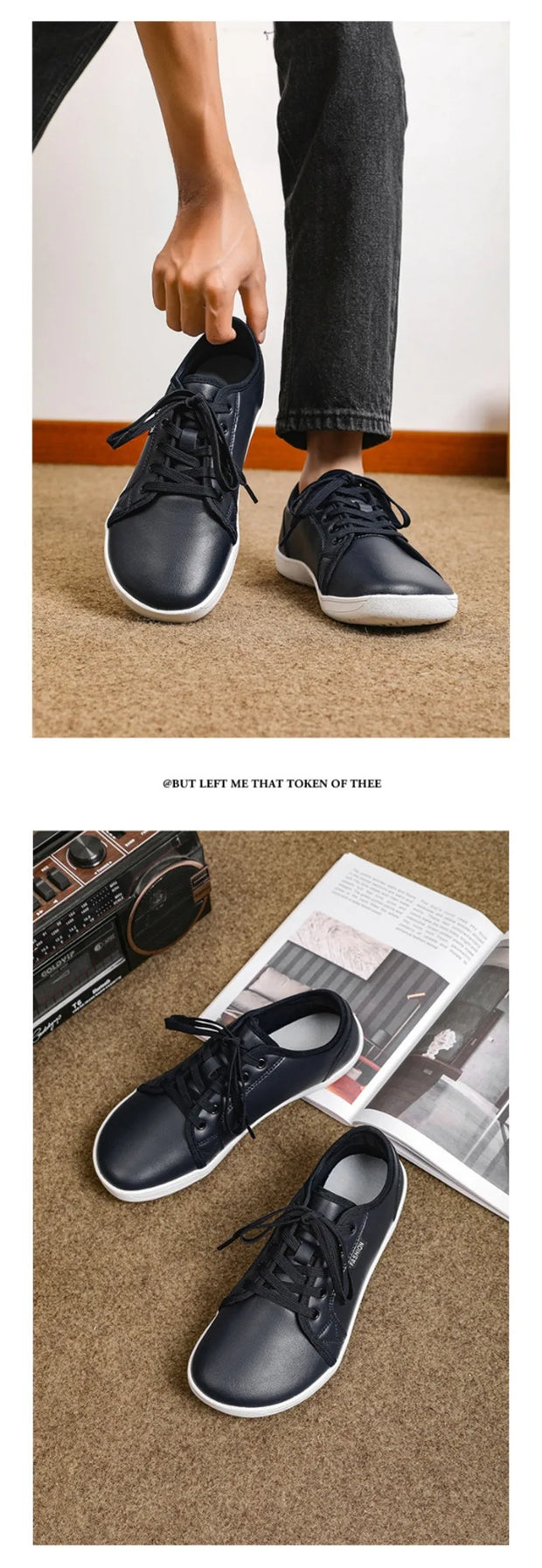 Men's Wide-toe Barefoot Shoes Lightweight Soft-soled Casual Walking Minimalist Breathable Artificial Leather Low-top Sneakers