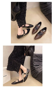 2025 New Pointed Toe Fashion Women Shoes Spring Autumn Elegant Party Daily Low Heels Pump Footwear Women Minimalist Flats Shoes