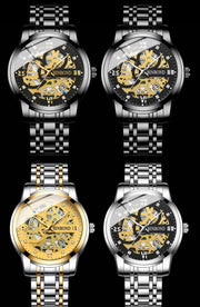 BINBOND Business New Automatic Non-Mechanical Quartz Watches 30M Waterproof Luminous Tourbillon Trendy Hollow Design Men Watches