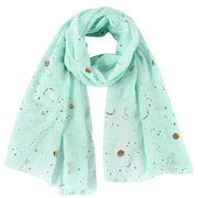 Star Moon Foil Scarf Women Cotton Voile Scarves Hijab Femme Musulman Fashion Shawl Wrap Headband 180-70cm Wholesale Scarfs