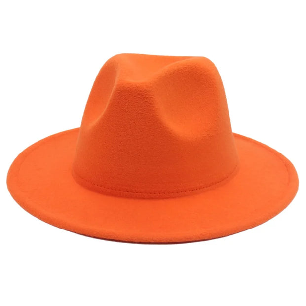 Classic Women Fedora Hats Autumn Winter Gentleman Jazz Felt Hat For Men Retro Church Lady Flat Wide Brim Dress Hat