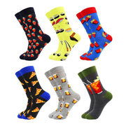 6 Pairs Fashion Casual Women and Men Socks Art Van Gogh Stripe Harajuku Fruit Animal Sloth Beer Funny Socks Dress Cotton Socks