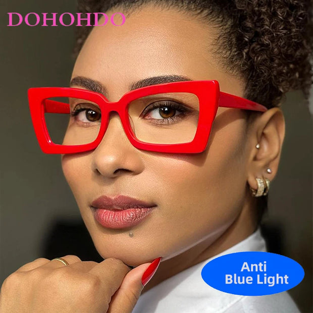 Fashion Big Frame Cat Eye Optical Eyeglasses Men Women Trend Brand Designer Reading Computer Anti Blue Light Eyeglasses Unisex