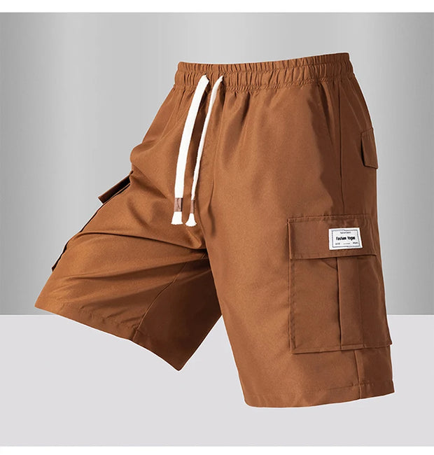 Summer Men's Cargo Shorts 2025 Loose Casual Below Knee Pants Elastic Waist Plus Size Outdoor Jogging Tactical Capri Sweatpants