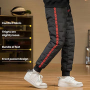 Down Padded Men's Pants Drawstring Warm Padded Sweatpants Loose Jogging Pants Thickened Warm Cotton Pants Thermal Down Trousers