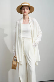 AMII Minimalist Women's Wool Cardigan 2025 Autumn New Gentle French Pearls Plume Tops Drop Sleeves Knitted Sweater 12541113