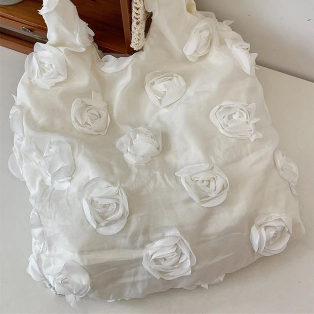 Korean 3d Flower ladies Shoulder Bag High Quality Three-dimensional Flower Canvas Bag Large Capacity Underarm Handbag Vest Bag