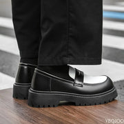 2025 Fashion New Men's Workwear Casual Big Toe Leather Shoes Niche Low Top Thick Sole Height Increasing Set Foot Men's Shoes