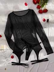 MUZISKAT High Quality 2024 Hot New Women's Leopard Mesh Sexy See-Through Body Shaping Erotic Lingerie Set Onlyfans