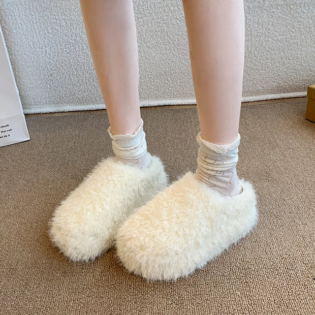 Baotou Hairy Slippers Footwear 2025 Winter Home Lightweight Women Winter Cotton Mopping