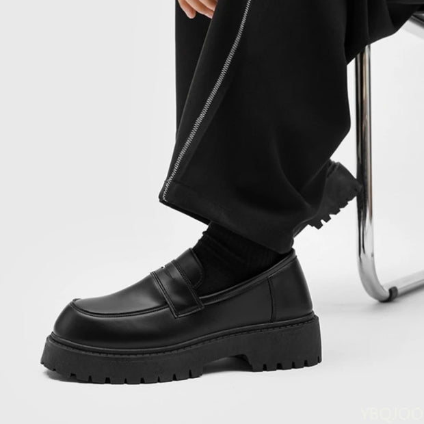 2025 Fashion New Men's Workwear Casual Big Toe Leather Shoes Niche Low Top Thick Sole Height Increasing Set Foot Men's Shoes