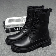 British Style Male Walking Footwear Luxury Brand Outdoor Boots High Quality Man Ankle Boots Warm Plush Fur Winter Shoes High Top