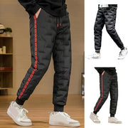 Down Padded Men's Pants Drawstring Warm Padded Sweatpants Loose Jogging Pants Thickened Warm Cotton Pants Thermal Down Trousers