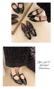 2025 New Pointed Toe Fashion Women Shoes Spring Autumn Elegant Party Daily Low Heels Pump Footwear Women Minimalist Flats Shoes