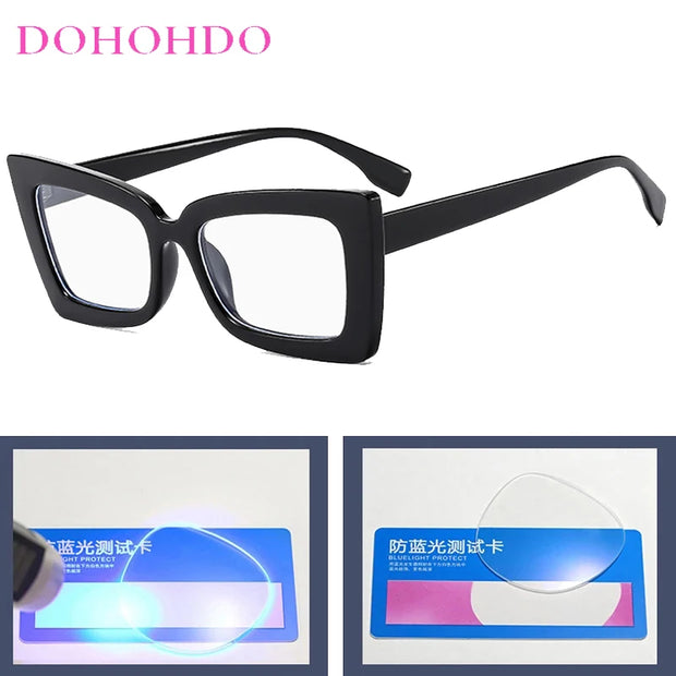 Fashion Big Frame Cat Eye Optical Eyeglasses Men Women Trend Brand Designer Reading Computer Anti Blue Light Eyeglasses Unisex