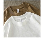 DUKEEN 300G Thick Bamboo Cotton T-Shirt Men Loose Round Neck Half Sleeve Solid Color Pure Cotton Breathable Short Sleeve