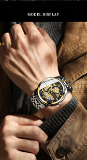 BINBOND Business New Automatic Non-Mechanical Quartz Watches 30M Waterproof Luminous Tourbillon Trendy Hollow Design Men Watches