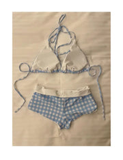Sexy Two-Piece Bikini Swimwear Women's Korean Style Hot Spring Suit Small Chest Gathered Baseini Thermal Spa Swimsuit