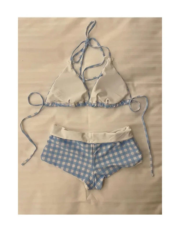 Sexy Two-Piece Bikini Swimwear Women's Korean Style Hot Spring Suit Small Chest Gathered Baseini Thermal Spa Swimsuit