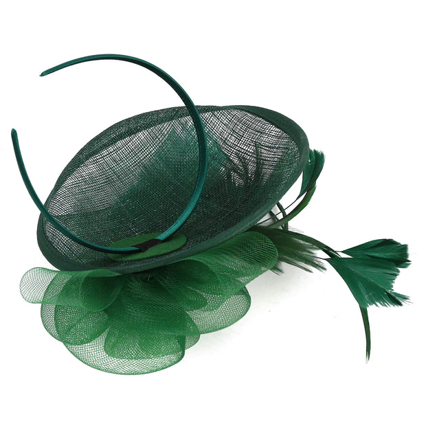Women Ascot Fascinator Hat Feather Mesh Headband with Clip Reversible Kentucky Derby Photography for Ladies Tea Party