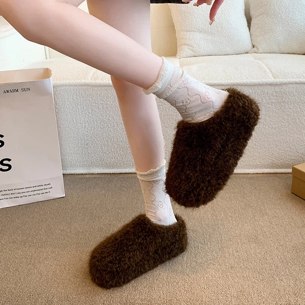 Baotou Hairy Slippers Footwear 2025 Winter Home Lightweight Women Winter Cotton Mopping