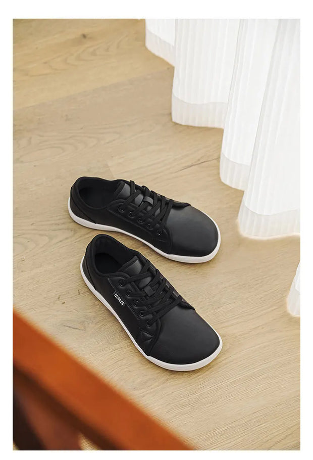 Men's Wide-toe Barefoot Shoes Lightweight Soft-soled Casual Walking Minimalist Breathable Artificial Leather Low-top Sneakers