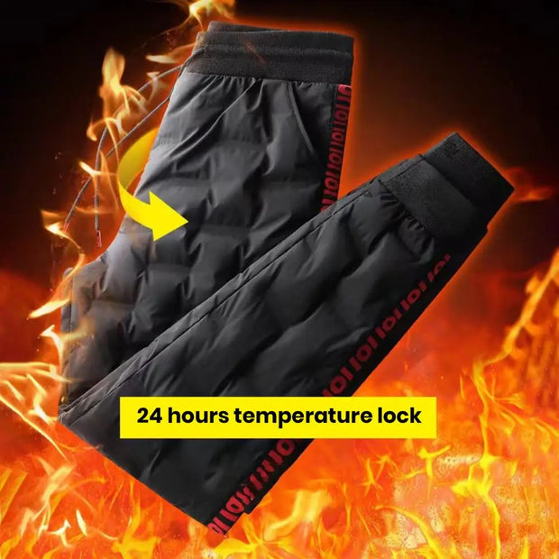 Down Padded Men's Pants Drawstring Warm Padded Sweatpants Loose Jogging Pants Thickened Warm Cotton Pants Thermal Down Trousers