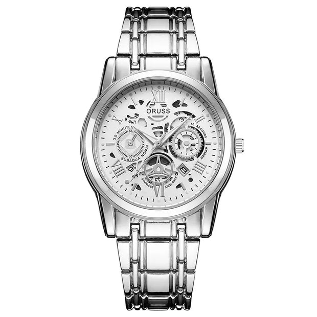 ORUSS New Style Fashion Brand Men's Quartz Watch Luxury Roman Dial Luminous Waterproof Sports Automatic Date Business Man Watch