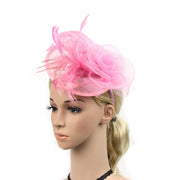 Women Ascot Fascinator Hat Feather Mesh Headband with Clip Reversible Kentucky Derby Photography for Ladies Tea Party