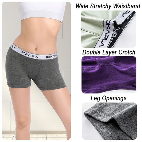 Women’s Boxer Briefs Seamless Boy Shorts Panties Soft Stretch Cotton Ladies Safety Pants Female Anti Chafing Boy Shorts Panties
