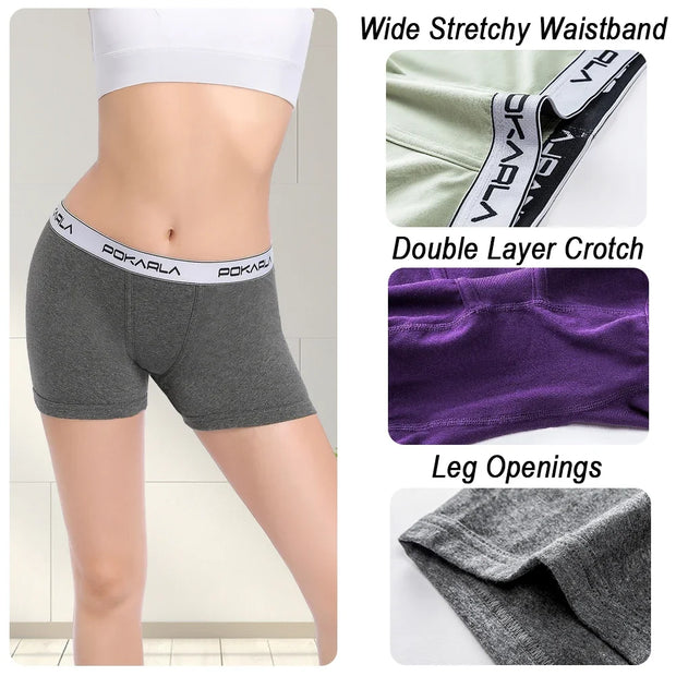 Women’s Boxer Briefs Seamless Boy Shorts Panties Soft Stretch Cotton Ladies Safety Pants Female Anti Chafing Boy Shorts Panties