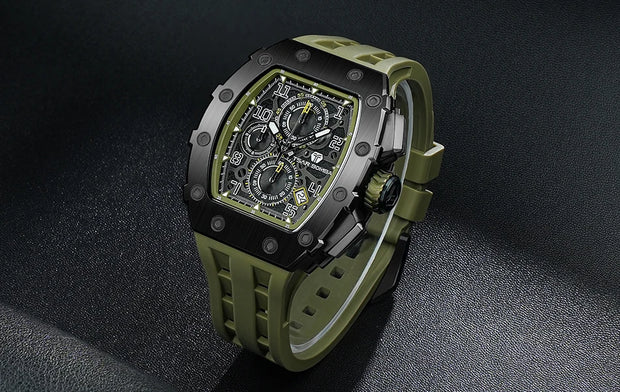 TSAR BOMBA Watch for Men Top Brand Luxury Waterproof Quartz Wristwatch Tonneau Clock Gift Chronograph Rectangle Mens Watch