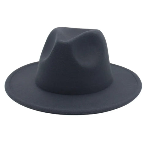 Classic Women Fedora Hats Autumn Winter Gentleman Jazz Felt Hat For Men Retro Church Lady Flat Wide Brim Dress Hat