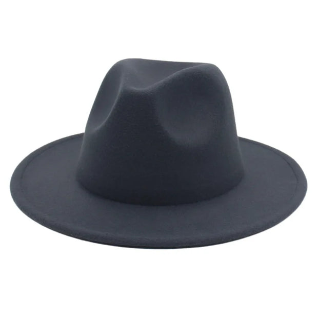 Classic Women Fedora Hats Autumn Winter Gentleman Jazz Felt Hat For Men Retro Church Lady Flat Wide Brim Dress Hat