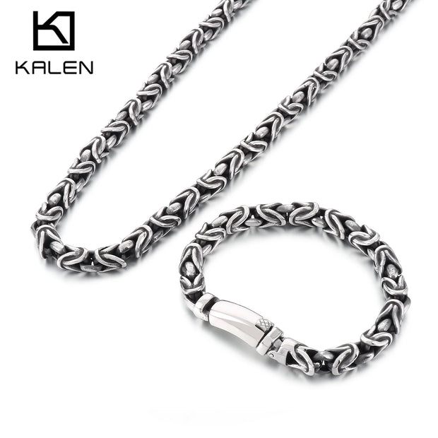 8mm Singular Byzantine Chain Bracelet & Necklace - Stainless Steel 316L - KB170399-KJX