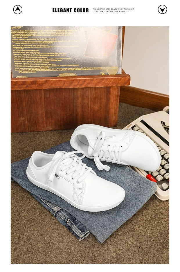 Men's Wide-toe Barefoot Shoes Lightweight Soft-soled Casual Walking Minimalist Breathable Artificial Leather Low-top Sneakers