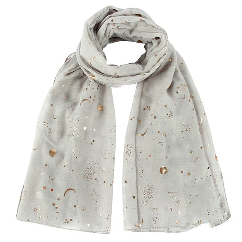 Star Moon Foil Scarf Women Cotton Voile Scarves Hijab Femme Musulman Fashion Shawl Wrap Headband 180-70cm Wholesale Scarfs