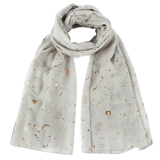 Star Moon Foil Scarf Women Cotton Voile Scarves Hijab Femme Musulman Fashion Shawl Wrap Headband 180-70cm Wholesale Scarfs