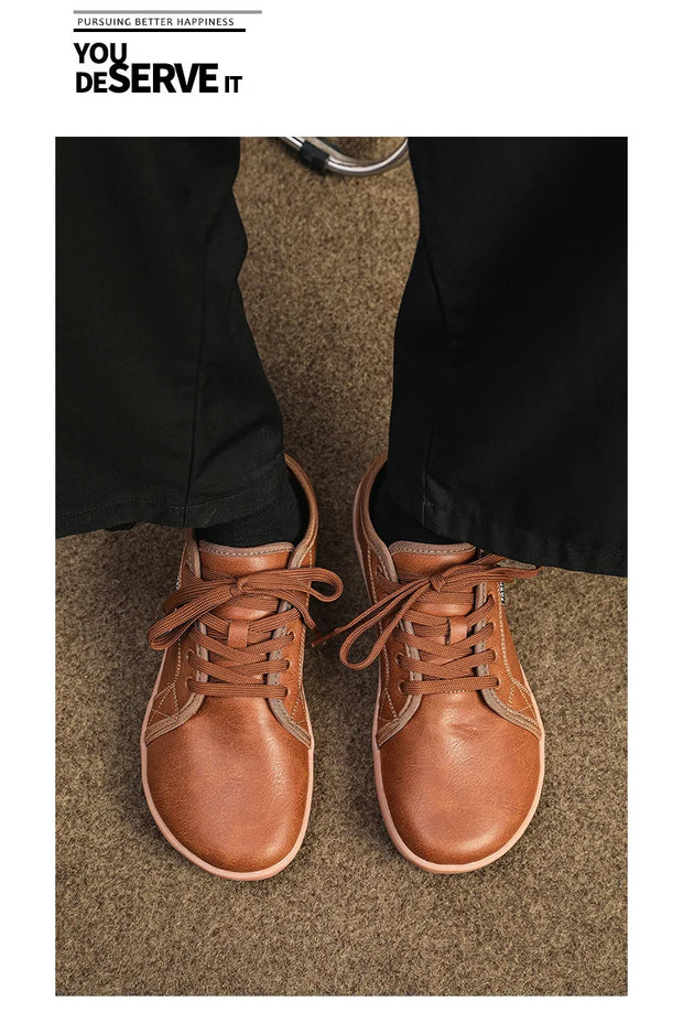 Men's Wide-toe Barefoot Shoes Lightweight Soft-soled Casual Walking Minimalist Breathable Artificial Leather Low-top Sneakers