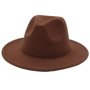 Classic Women Fedora Hats Autumn Winter Gentleman Jazz Felt Hat For Men Retro Church Lady Flat Wide Brim Dress Hat